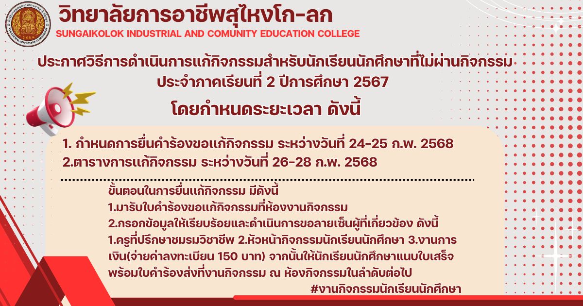 ประกาศวิธีดำเนินการแก้กิจกรรม